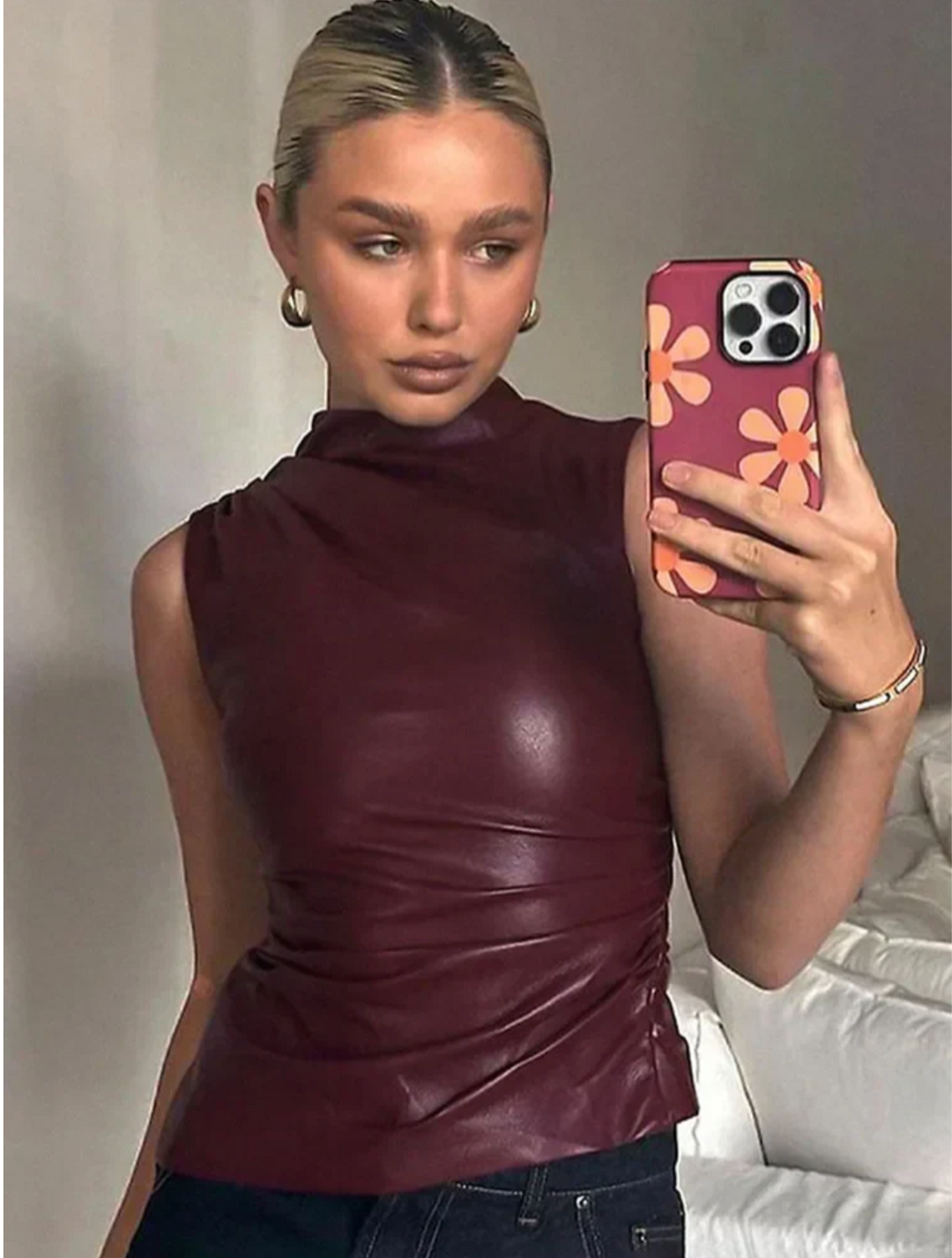 SERAN™ | Sleek Faux Leather Top