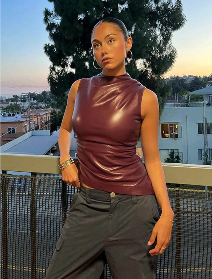 SERAN™ | Sleek Faux Leather Top